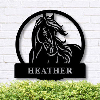Custom Horse Sign Metal Name Sign Farmhouse Decor Outdoor Family Name Sign Outdoor Decor Metal Sign Personalized Metal Horse Sign - Thegiftio UK
