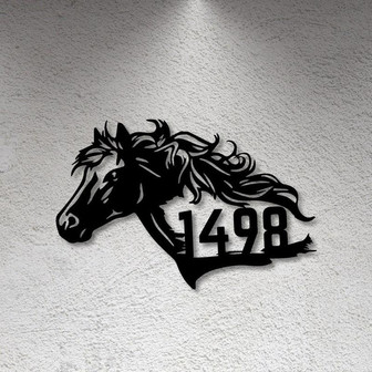 Custom Horse Sign Metal Name Sign Farmhouse Decor Outdoor Address Sign Outdoor Decor Metal Sign Personalized Metal Horse Sign - Thegiftio UK