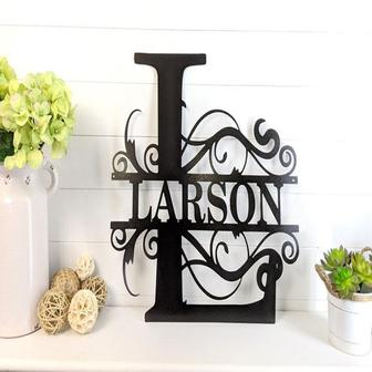 Custom Last Name Monogram Metal Family Name Sign- Personalized Wall Decor- Housewarming Wedding Anniversary Gift - Thegiftio UK