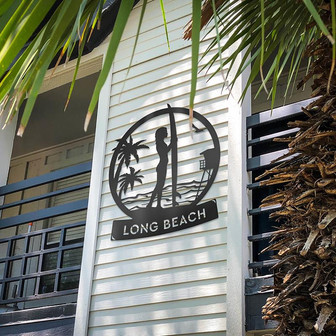 Custom Longboard Female Surfer Monogram Metal Sign Decor, The Best Summer Decor - Thegiftio UK
