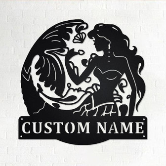 Custom Mermaid Metal Wall Art, Personalized Mermaid Name Sign Decoration For Room - Thegiftio UK