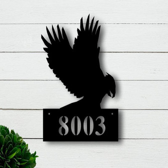 Custom Metal Address Sign, Eagle Metal Address sign, House Number Signs - Thegiftio
