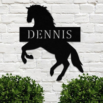 Custom Metal Name Sign - Personalized Horse Ranch Sign - Metal Horse Wall Art - Farm Metal Sign Equestrian Gift Horse Rider Horse Barn Decor - Thegiftio
