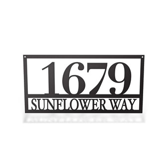 Custom Metal Rectangle Address Sign, Front Door Decor - Thegiftio
