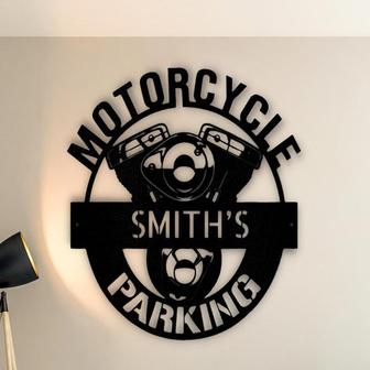 Custom Motorcycle Parking Biker Garage Sign, Metal Motocross Papa’s Motobike Sign, Garage Workshop Mancave Wall Art - Thegiftio UK