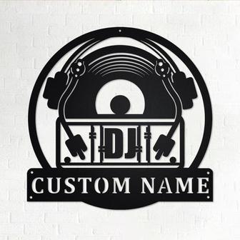 Custom Music Turntable Record Metal Wall Art, Personalized Disc Jockey Name Sign Decoration For Room, DJ Home Decor - Thegiftio