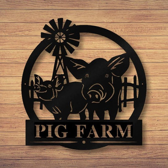 Custom Pig Sign Metal Name Sign Farmhouse Decor Outdoor Family Name Sign Outdoor Decor Metal Sign Personalized Metal Pig Sign - Thegiftio UK