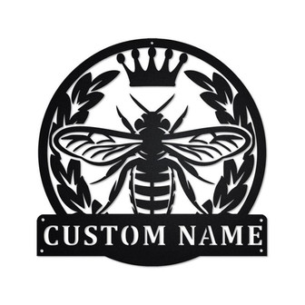 Custom Queen Bee Metal Wall Art, Personalized Queen Bee Name Sign Decoration For Room, Queen Bee Metal Home Decor - Thegiftio UK