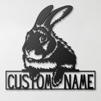 Custom Rabbit Metal Sign, Rabbit Lovers Gift, Farm Animals Wall Decor, Wall Hanging Metal Rabbit Sign, Gift For Farms Owners - Thegiftio UK