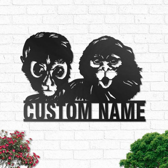 Custom Spider Monkey and Capuchin Monkey Metal Wall Art, Personalized Monkey Lover Name Sign Decoration, Monkey Home Decor - Thegiftio