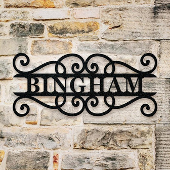 Custom Split Scroll Monogram-Housewarming Gift - Personalized Metal Sign - Custom Metal Sign, Metal Sign, Front Porch Sign, Family Name - Thegiftio UK