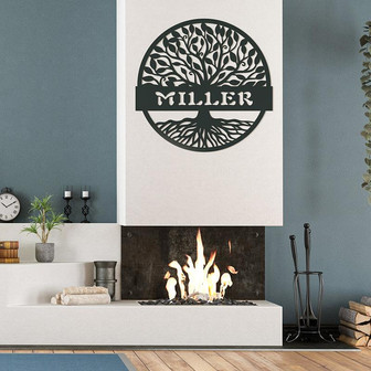 Custom Tree of Life Monogram Metal Sign, Personalized Family Name Tree Of Life, Housewarming Gift - Thegiftio UK
