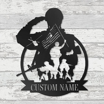Custom US Soldier Military Metal Wall Art , Personlized US Army Name Sign Decoration For Living Room, US Soilder Home Decor, Veteran - Thegiftio UK