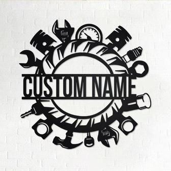 Custom Wrench Mechanic Metal Wall Art, Personalized Mechanic Name Sign Decoration For Room, Mechanic Metal Home Decor - Thegiftio UK