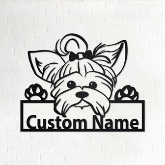 Custom Yorkie Dog Metal Wall Art, Personalized Yorkie Dog Name Sign Decoration For Room, Yorkie Dog Home Decor, Custom Dog, Yorkie Dog - Thegiftio UK