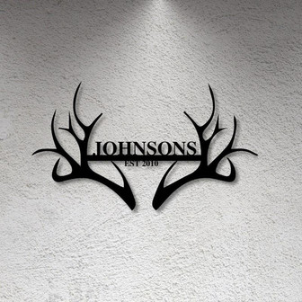 Deer Sign Metal Name Antler Sign Gift For Hunter Farmhouse Decor Christmas Gift For Him Deer Decor Buck Hunter Sign Antler Sign - Thegiftio UK
