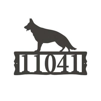 Dog House Numbers - German Shepherd Metal Address Plaque for House, Address Number, Metal Address Sign, House Numbers, Front Porch Address - Thegiftio UK