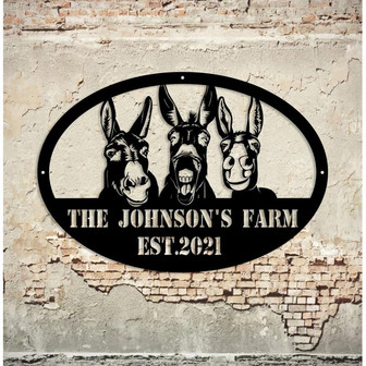 Donkey Farm Metal Sign Metal Farm Sign Farmhouse Decor Donkey Ranch Sign Family Name Sign Farmer Gift Farm Metal Art - Thegiftio UK