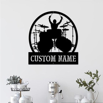 Drummer Metal Wall Art, Personalized Drummer Name Sign,Custom Drummer Decoration For Room - Thegiftio