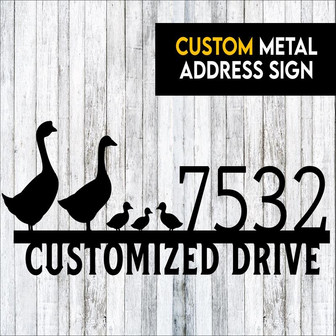 Duck And Ducklings Custom Metal Address Sign Custom Address Sign Farm Address Sign 14g Steel - Thegiftio UK