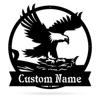 Eagle’s Nest Cut Metal Sign With Personalized Family Name Custom Your Own Text - Thegiftio UK