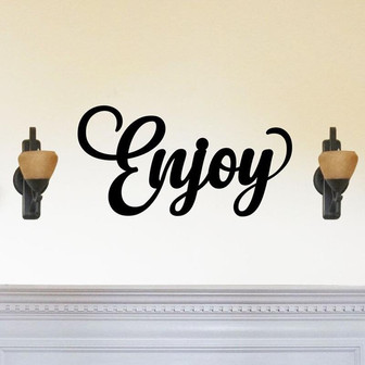 Enjoy Script Metal Word Sign Rustic Metal Sign Cursive Farmhouse Decor Housewarming Gift Metal Wall Art Steel Word Art - Thegiftio