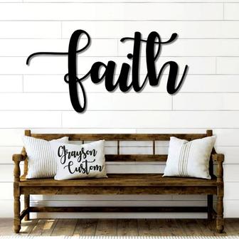 Faith Script Word Sign Rustic Metal Faith Sign Housewarming Gift Farmhouse Decor Custom Holiday Decor Word Art - Thegiftio UK