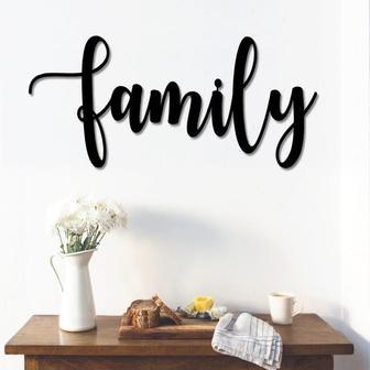 Family Metal Word Art Autumn Script Word Art Indoor - Outdoor Family Metal Sign Metal Wall Art Farmhouse Decor Family Word Art - Thegiftio UK