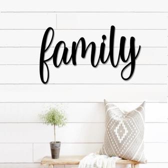 Family Metal Word Art Kembara Script Word Art Indoor - Outdoor Family Metal Sign Farmhouse Decor Family Word Art Metal Wall Art - Thegiftio UK