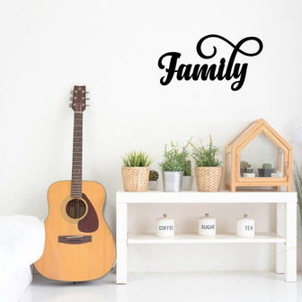 Family Script Metal Word Sign Rustic Metal Sign Cursive Farmhouse Decor Housewarming Gift Metal Wall Art Steel Word Art - Thegiftio UK
