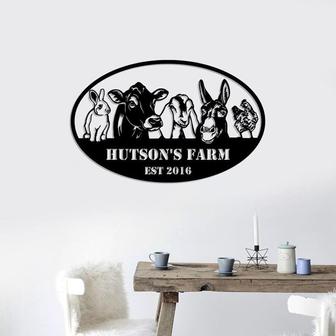Farm Animals Metal Sign, Metal Farm Sign, Personalized Family Name Sign, Metal Sign For Farmer, Housewarming Gift - Thegiftio UK