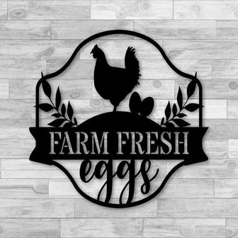 Farm Fresh Eggs Metal Sign Country Home Chicken Sign - Thegiftio UK