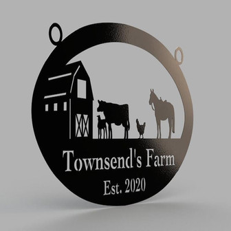 Farm Sign Cow & Horse Sign Personalized Sign With Your Name Rustic Steel Personalized Gift Custom Metal Sign Custom Barn Sign Chicken - Thegiftio UK