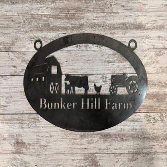 Farm Sign Or Ranch Sign Personalized Sign With Your Name Rustic Steel Personalized Gift Cow Sign Custom Metal Sign Wall Decor - Thegiftio UK