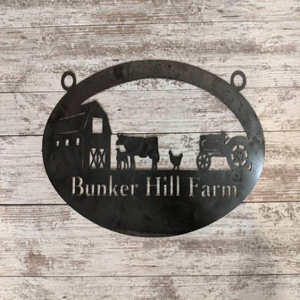 Farm Sign Or Ranch Sign Personalized Sign With Your Name Rustic Steel Personalized Gift Cow Sign Custom Metal Sign Wall Decor - Thegiftio
