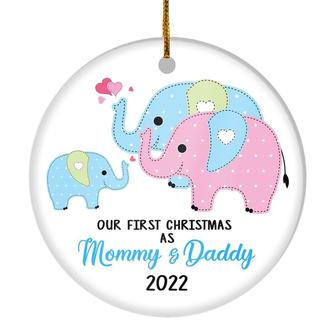 Our First Christmas as Mommy and Daddy 2022 1st Xmas Ornament for New Parents Elephant Mom Dad Newborn Baby Christmas Tree Ornament - Thegiftio UK