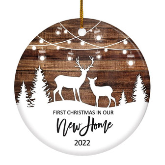 Our First Christmas As Mr And Mrs 2022 Deer Christmas Tree For Wedding Newlywed Couple Christmas Tree Ornament - Thegiftio