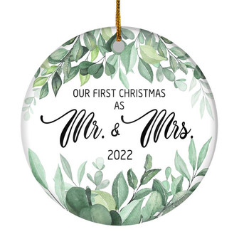 Our First Christmas As Mr And Mrs 2022 Flower Leaf For Wedding Newlywed Couple (14) 2022 Christmas Tree Ornament - Thegiftio UK