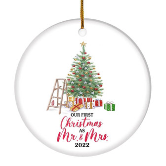 Our First Christmas As Mr And Mrs 2022 Christmas Tree For Wedding Newlywed Couple 2022 Christmas Tree Ornament - Thegiftio UK