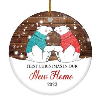 First Christmas In Our New Home New House Bear 2022 Christmas Tree For Wedding Newlywed Couple Christmas Tree Ornament - Thegiftio UK