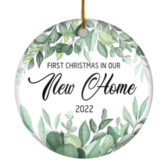 First Christmas In Our New Home Mr And Mrs 2022 Flower Leaf For Wedding Newlywed Couple (14) 2022 Christmas Tree Ornament - Thegiftio UK
