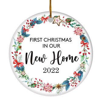 First Christmas In Our New Home Mr and Mrs 2022 For Wedding Newlywed Couple (19) 2022 Christmas Tree Ornament - Thegiftio UK