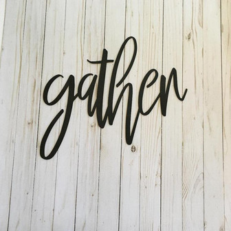 Gather Metal Sign Farmhouse Decor Metal Wall Art Housewarming Gift Metal Words Gather Sign - Thegiftio UK
