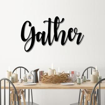 Gather Metal Word Art Autumn Script Word Art Indoor - Outdoor Gather Metal Sign Metal Wall Art Farmhouse Decor Gather Word Art - Thegiftio UK