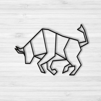 Geometric Bull Metal Bull Sign Bull Market Sign Farm House Decor - Thegiftio UK