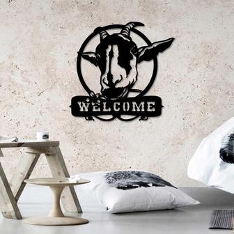 Goat Welcom Metal Cut Sign, Farm Animal Metal Wall Hanging, Goat Lover Home Decor - Thegiftio UK