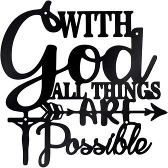 With God All Things Are Possible Metal Sign Art, Metal Inspirational Words Bible Verses Decor for Home Church Office - Thegiftio UK