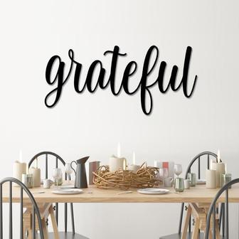 Grateful Metal Word Art Kembara Script Word Art Indoor Outdoor Grateful Metal Sign Metal Wall Art Farmhouse Decor Grateful Word - Thegiftio UK