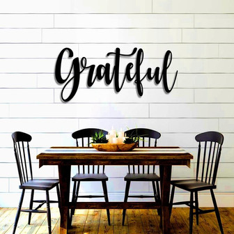 Grateful Script Metal Word Sign Rustic Metal Grateful Sign Farmhouse Decor Housewarming Gift Metal Wall Art Steel Word Art - Thegiftio UK