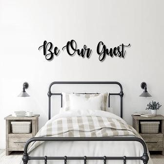 Be Our Guest Metal Word Art Autumn Script Word Indoor Outdoor Be Our Guest Metal Sign Be Our Guest Metal Wall Art Farmhouse Decor - Thegiftio UK